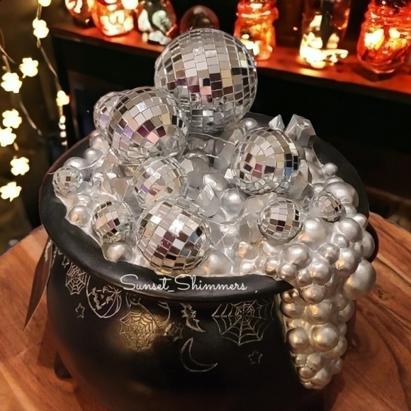 CHRISTIAN SIRIANO Witches Brew Bubbling Disco Ball Cauldron w/Lights Halloween - Picture 1 of 14